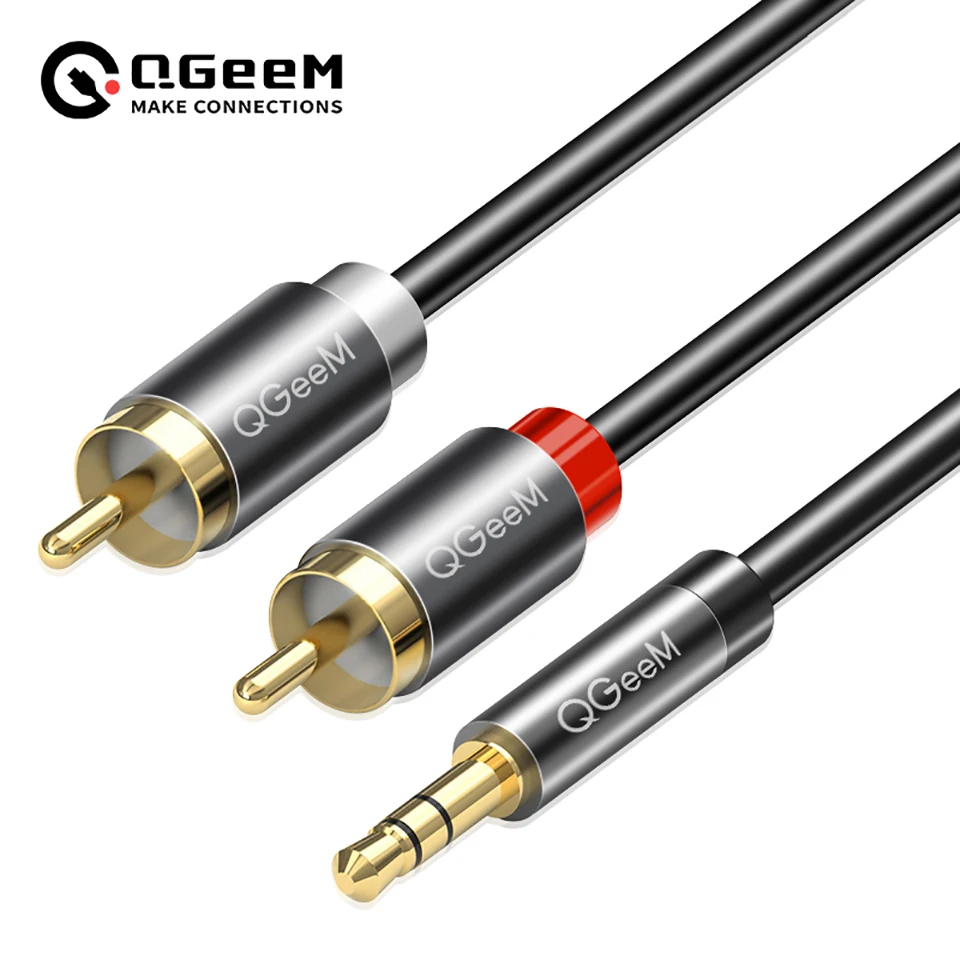 Audio Home Cinema - สายเคเบิล QGeeM RCA 2RCA ถึง 3.5