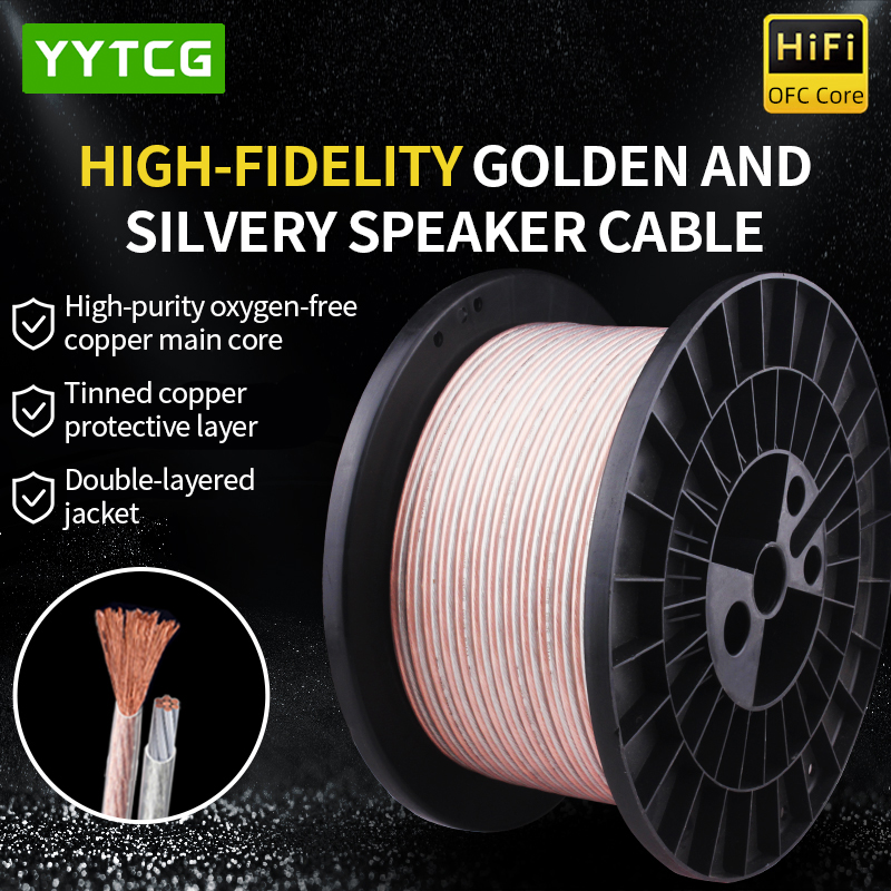 Audio Home Cinema - YYTCG DIY HIFI สายสัญญาณเสียงออกซิเจนฟรีทองแดงบริสุทธิ์ OFC สายลำโพงสำหรับรถยนต์สเตอริโอ,