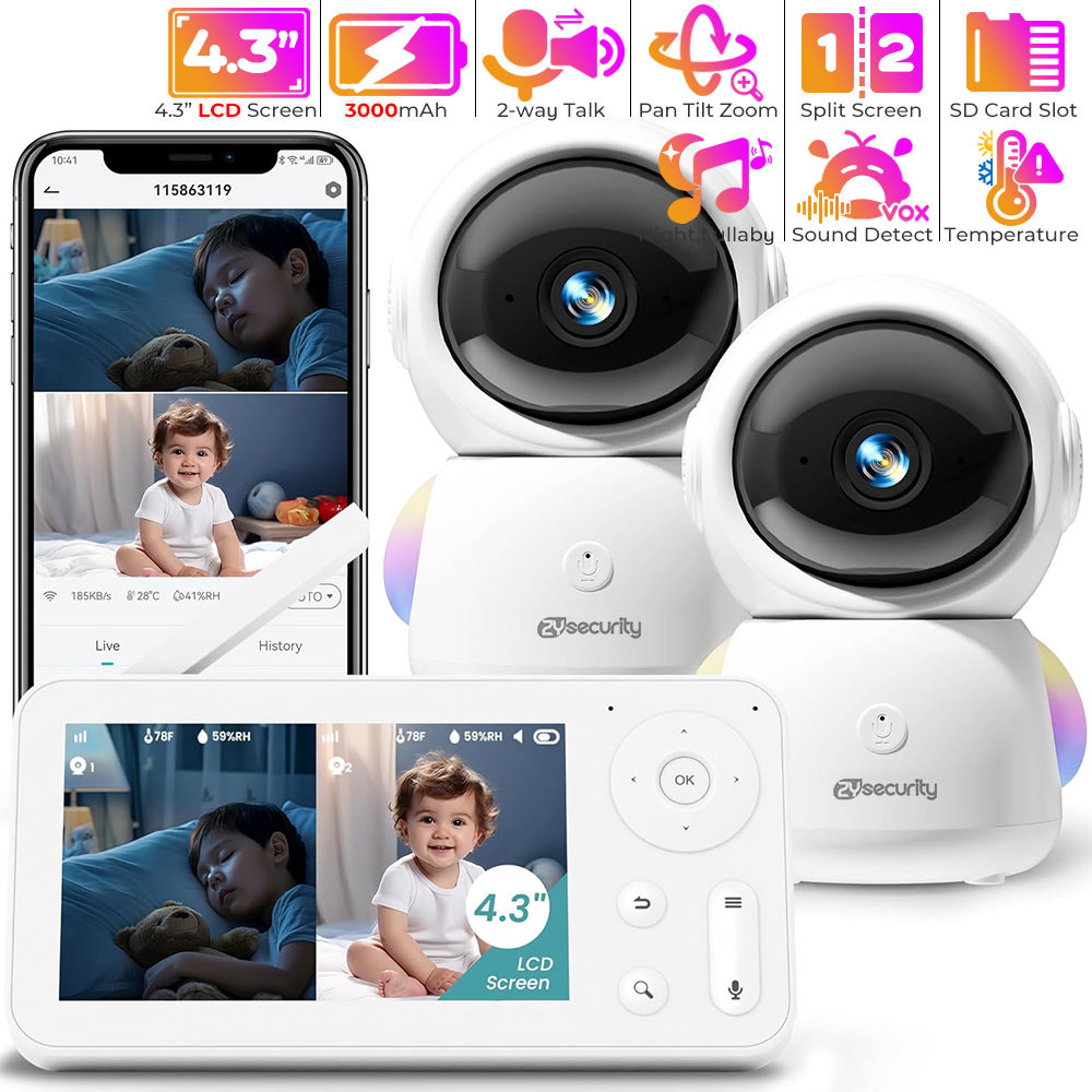 Home Cinema Wireless - 2K Baby Monitor พร้อม 2 กล้องและเสียง