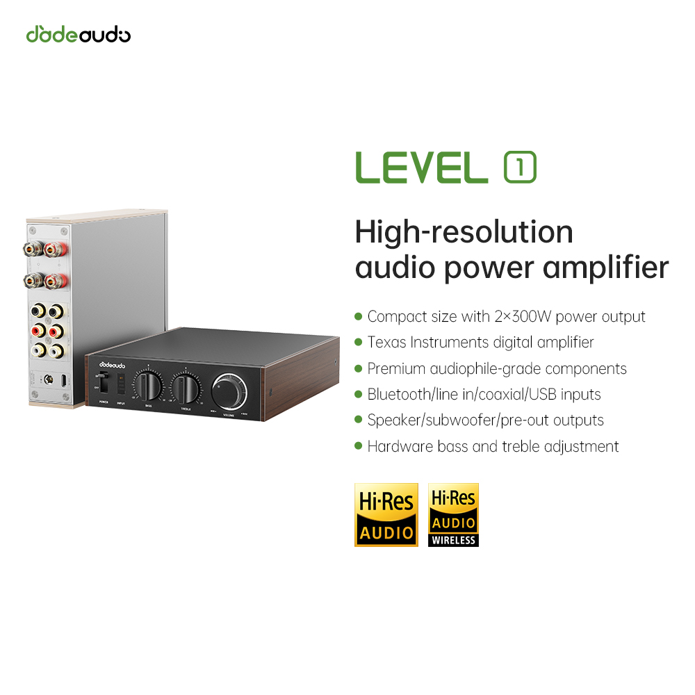 Audio Home Cinema - เจดออดิโอ เลเวล 1 เดสก์ท็อปไฮไฟบลูทูธแอลดีเอคแอมพลิฟายเออร์, 2×300W คลาส