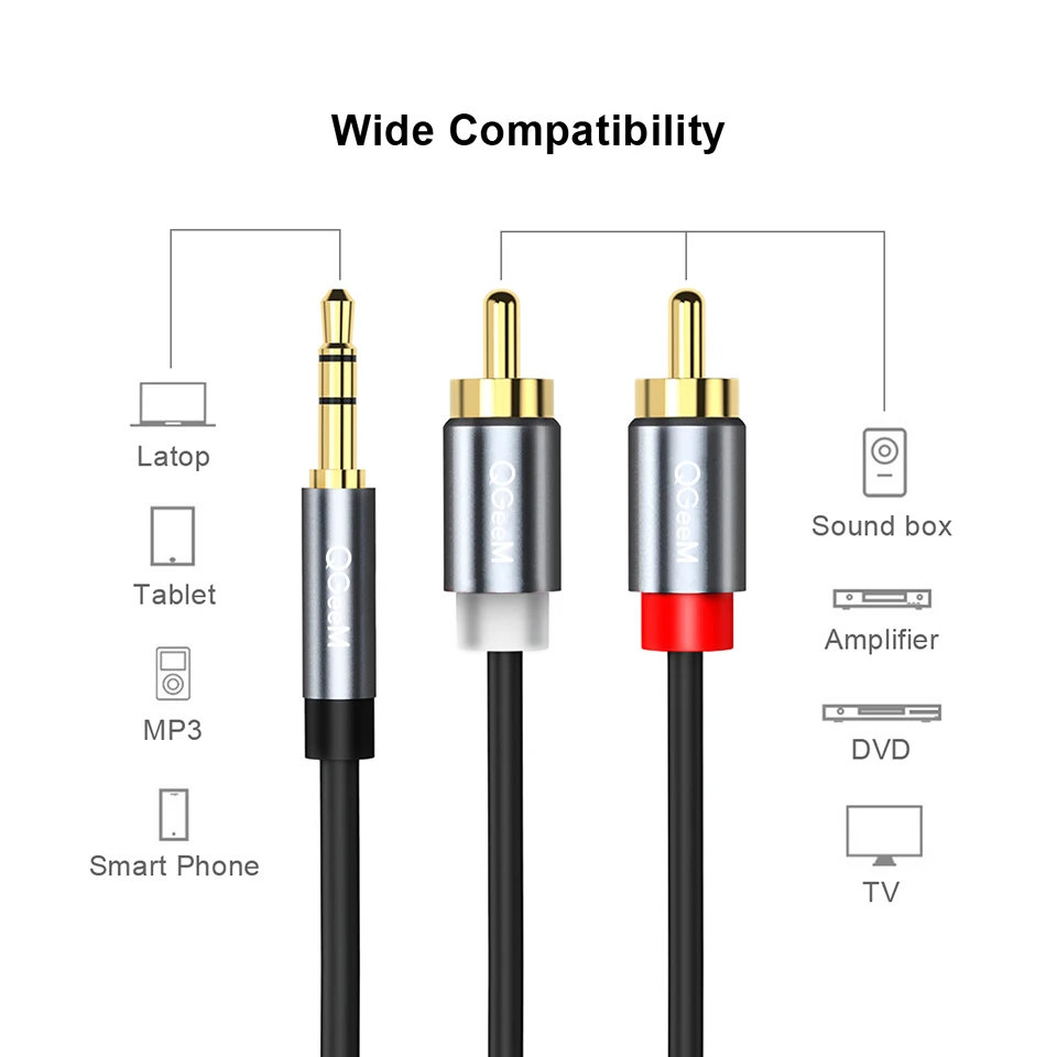 สายเคเบิล QGeeM RCA 2RCA ถึง 3 - Audio Home Cinema บทวิจารณ์และราคา